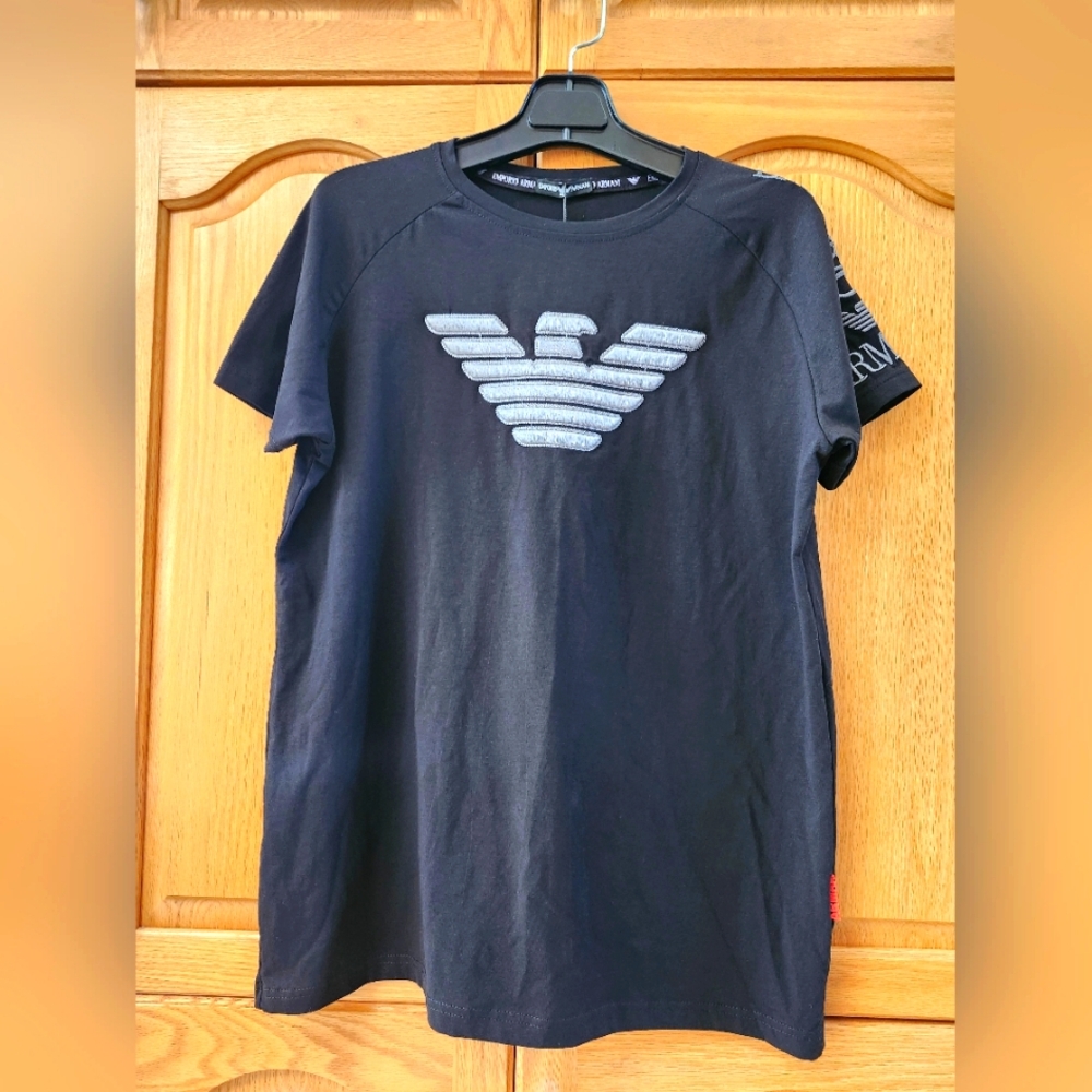 Emporio Armani Black and Gray Short Sleeve Tee